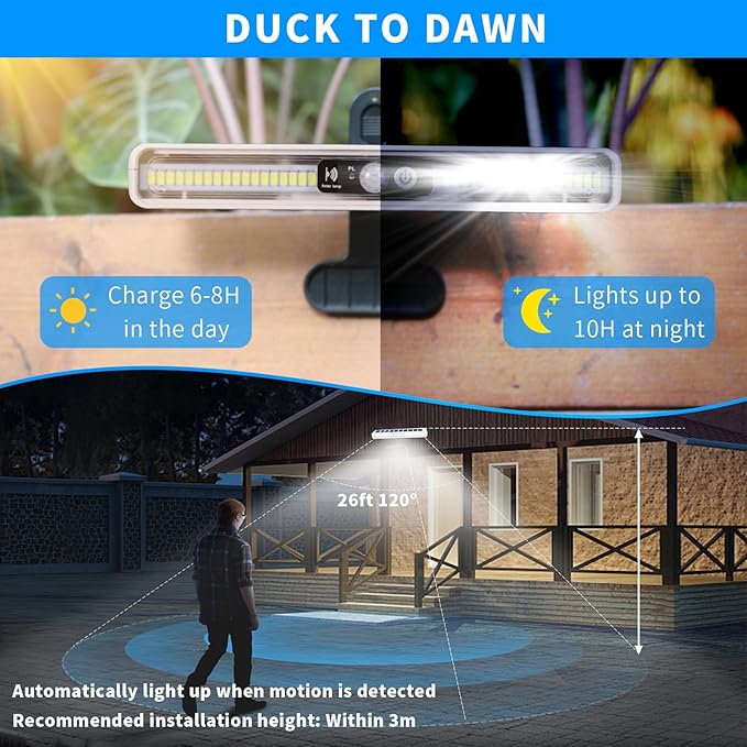 Clip On Solar Motion Lights Outdoor Waterproof, 4 Pack Motion Sensor Outdoor Lights with 36 LEDs, 6000K, Portable Solar Powered Security Light for Fence Garage Camping(White)