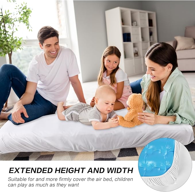 Breling Kids Air Mattress Fitted Sheets Compatible with Intex Cozy Kidz (Sheet Only) Toddler Inflatable Mattress Sheets for Kids Sleepover Party Travel Camping Airbed(White,8 Pcs)
