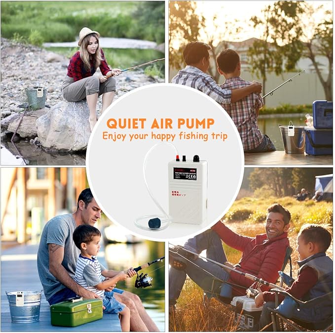 Battery Aquarium Air Pump, Quiet DC-800 Backup Fish Tank Air Bubbler, Portable Power Outage Aerator Emergency Oxygen Diffuser, Keeps Fish Safe & Bait Minnow Shrimp Alive