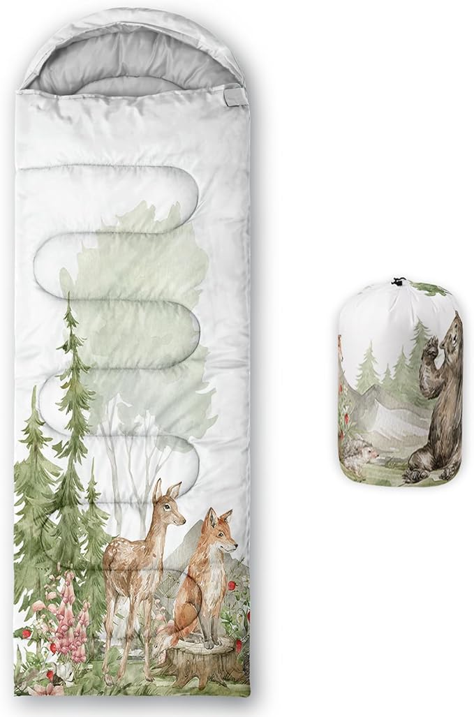 QOOMO Axolotl Cute Camping Sleeping Bags,3 Season Warm & Cool Weather,Lightweight,Waterproof Sleeping Bags for Adults & Kids,Traveling,and Outdoors