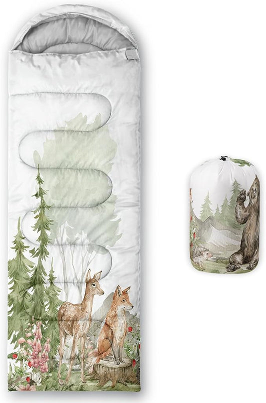 QOOMO Axolotl Cute Camping Sleeping Bags,3 Season Warm & Cool Weather,Lightweight,Waterproof Sleeping Bags for Adults & Kids,Traveling,and Outdoors