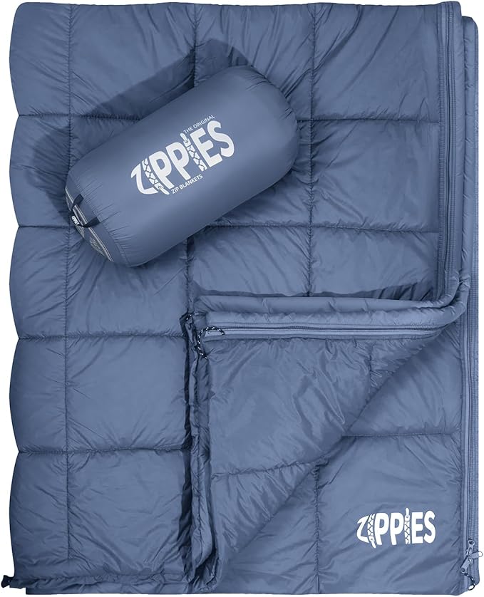 ZIPPIES 3M Thinsulate Insulation Puffy Camping Blanket for Cold Weather, Queen Size Warm Camping Quilt with Zipper, Waterproof Outdoor Sleeping Bag for Hammock, Cozy & Versatile Gift for Men and Women