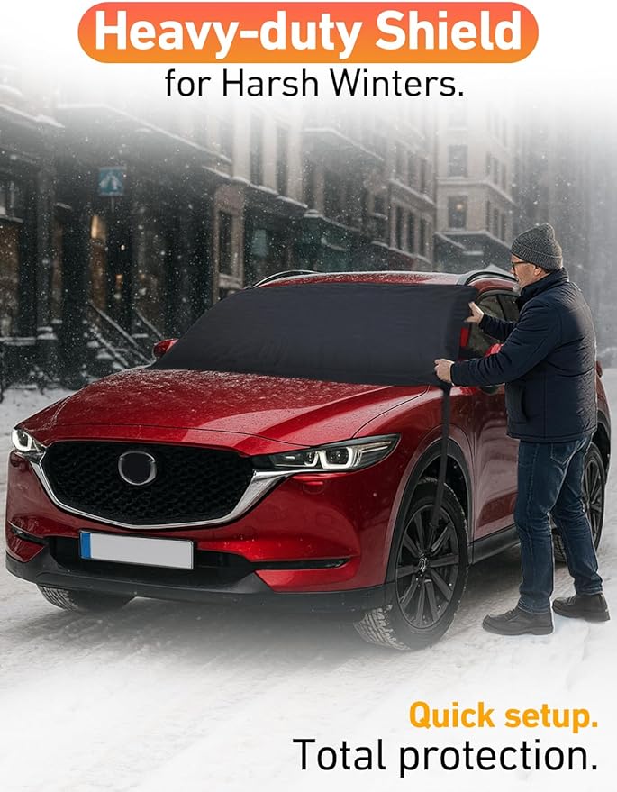 EcoNour Car Snow Cover Compatible for Mazda CX-30 | Windshield Cover for Ice and Snow with S-Hook Straps | Heavy-Duty 600D Oxford Winter Car Cover, Waterproof & Anti-Slip