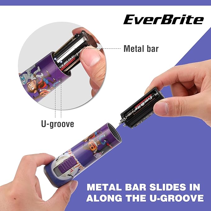EverBrite HEverBrite Halloween Flashlights for Kids, Halloween Gifts for Children, Small LED Flash Light Handheld Torch with Lanyard 3AAA Battery Included, 1 Pack-Purple, E012067AE