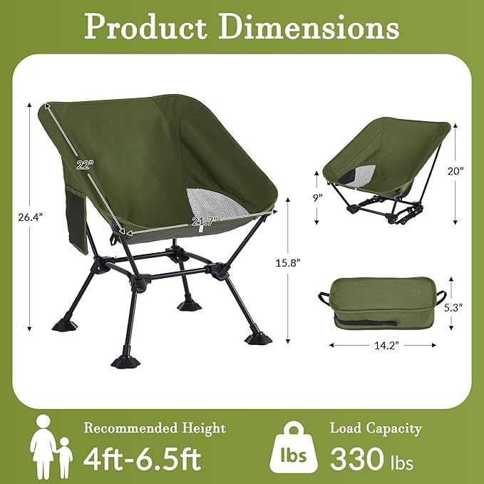 Ultralight Camping Chair,Compact Folding Chair with Anti-Sinking Large Feet and Storage Bag,Lightweight Backpack Chair for Naturehike,Travel,Beach,Hiking