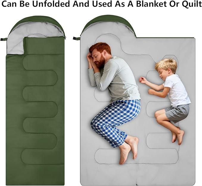 Sleeping Bags, Lightweight Camping Sleeping Bag for Adults, Kids, Hiking, Outdoor, Travel, Cold Weather & Warm