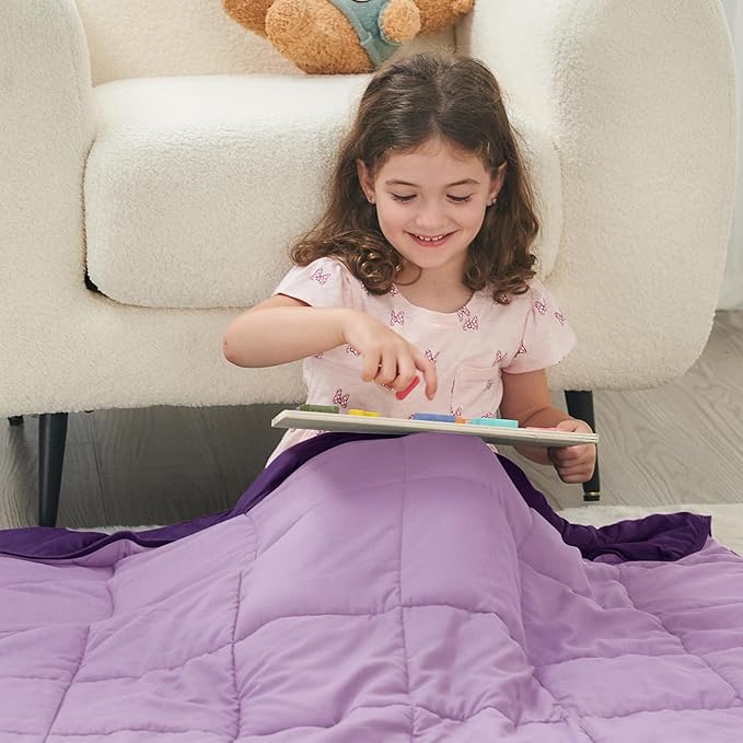 yescool Weighted Blanket (5 lbs, 36" x 48", Purple) Cooling Heavy Blanket for Sleeping Perfect for 40-60 lbs, Breathable Blanket with Premium Glass Bead, Machine Washable