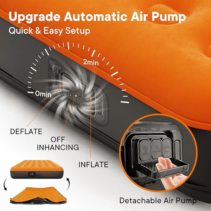 Luxchoice Air Mattress Twin with Built-in Rechargeable Pump 9'' Camping Inflatable Mattress Portable Blow up Mattress Air Bed Guest Bed for Home Outdoors Hiking Travel