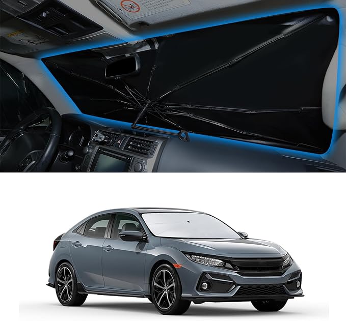Windshield Sun Shade Umbrella Custom Fit for 2016-2021 Honda Civic Accessories Sunshade Protect Car from Sun Rays & Heat Damage Keep Cool
