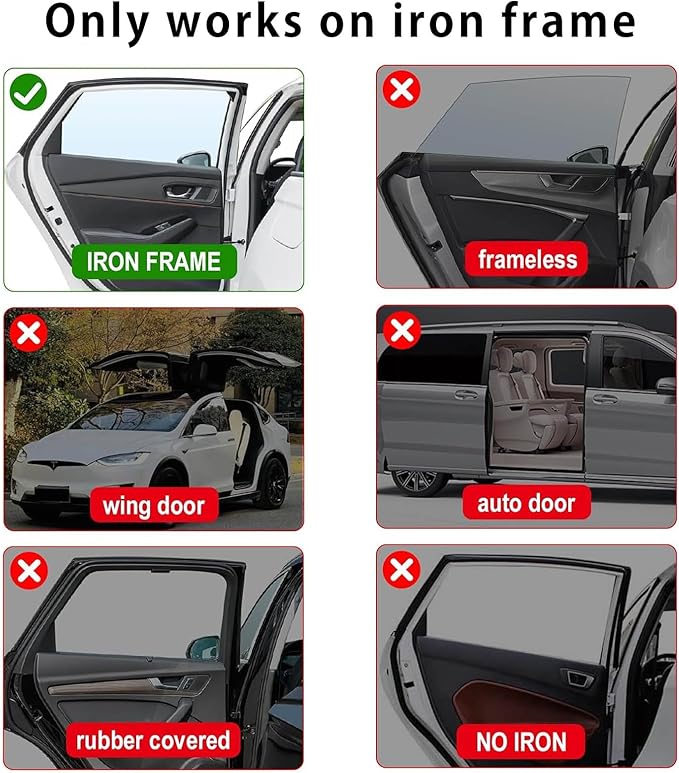 Side Window Shade Car Curtains - Privacy Sun Shades Magnetic 100% Block Light Car Window Covers with Cooler Feeling (Black, D-4pcs)