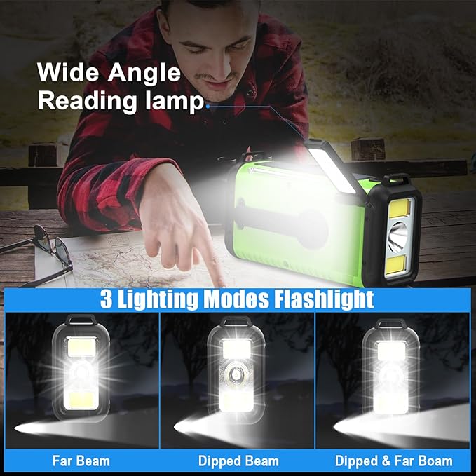 20000mAh Solar Hand Crank Emergency Radio, NOAA Portable Emergency AM/FM Radio with LED Flashlight Reading Lamp SOS Alarm USB-C Cell Phone Charger for Hurricane Survival