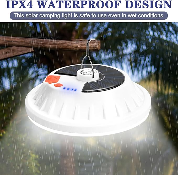 Solar Camping Light with Remote 6000LM, Rechargeable Hanging Light Portable LED for Home, Tent Canopy Lights Solar Camping Lanterns for Power Outages, Emergency, Hurricane