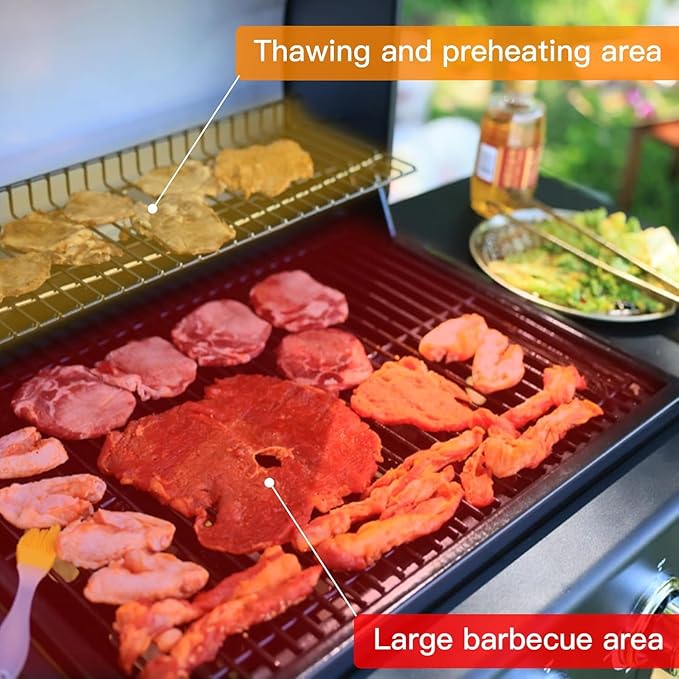 LINGXI gas grills propane 3-Burner Propane Grill, Gas Grill with front hanging basket, Asadores De Gas.30000 BTU barbecue grill, Grills outdoor cooking. Suitable for Backyard, Outdoor, Patio, Garden