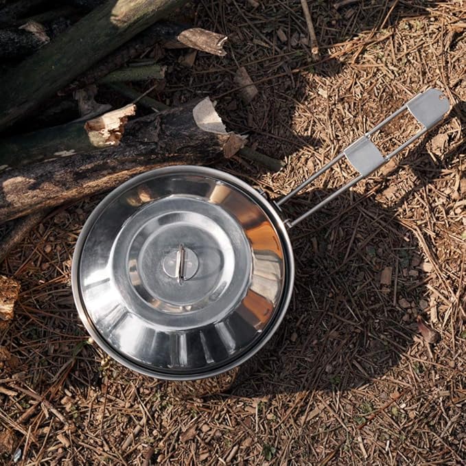 Fire-Maple Antarcti 1.0 Liter Stainless Steel Camping Bowls with Locking Lid, Camping Cook Pot Folding Handle