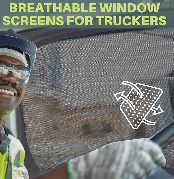 XXXL/Window Sun Shades for Trucks (9 Sizes) - Slip-On Breathable Mesh Socks for Side Windows, Full Coverage Heat & Bug Protection, 2-Pack by Qualizzi