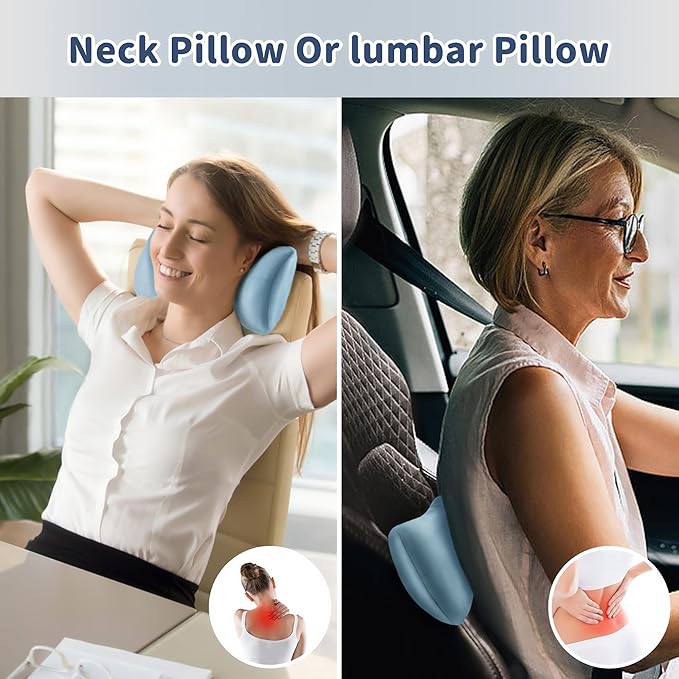 Pro Goleem Small Pillow 11"x7"x2.5" for Kids and Baby Sleeping with Name Tag Mini Tiny Pillow for Camping and Chair Car Air Nap Neck Lumbar Knee Rest Pillows, Blue