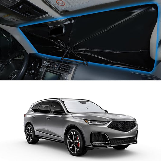 Windshield Sun Shade Umbrella Custom Fit for 2021 2022 2023 2024 2025 2026 Acura MDX Accessories Foldable Sunshade Sun Blocker Protect Car from Sun Rays & Heat Damage Keep Car Cooler