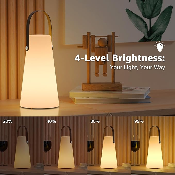 2 Pack Outdoor Lanterns, GGII Rechargeable Camping Lantern with IP44 Waterproof, Battery Operated Outdoor Portable Cordless Table Lamp with RGB Lights for Patio Terrace Balcony Garden (Leather Handle)