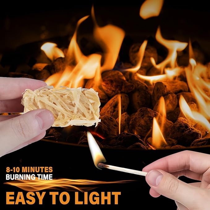 HGD Natural Fire Starters (64 Pcs) - Waterproof & Odorless Charcoal Starters for Fireplace, Campfire, BBQ, Grill, Fire Pit, Wood & Pellet Stove, Chimney, Pizza Oven & Smoker - Indoor & Outdoor Use