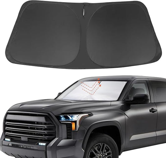 Front Windshield Sun Shade Foldable Car Front Window Sun Shade Windshield Shade Custom Fit for 2007-2021 Toyota Tundra Block UV Rays Heat Keep Car Cooler