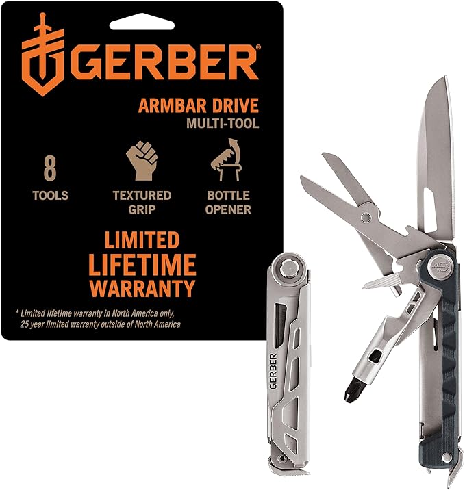 Gerber Gear Armbar Drive 8-in-1 Pocket Knife EDC Multitool with Screwdriver, 2.5" Blade, Urban Blue
