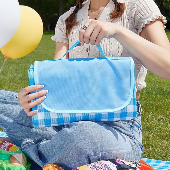 LRUUIDDE Extra Large Picnic Blanket Beach Blankets, Outdoor Foldable Waterproof Sand Mat for Beach Camping Hiking Travel Family Concerts Grass Park Music Festival Lawn Mats (Blue, 80x60inch)