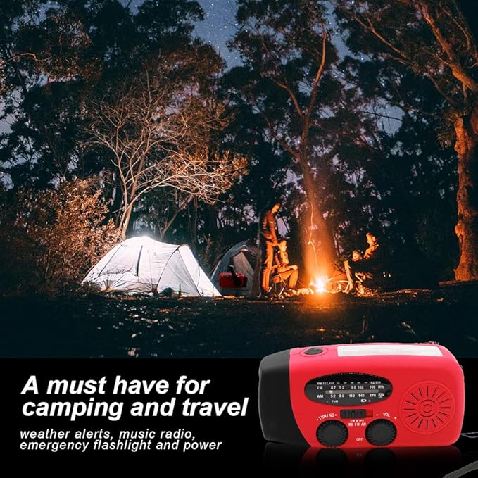 Portable Solar Emergency Weather Radio Hand Crank AM/FM NOAA Survival Radio with LED Flashlight 2000mAh Cellphone Charger for Smart Phone for Home Outdoor Camping Traveling Earthquake
