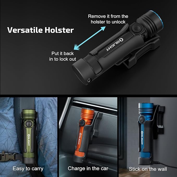 OLIGHT Seeker 4 Pro Rechargeable Flashlights, 4600 Lumens High Powerful Bright Light with USB C Holster, Waterproof IPX8 for Emergencies, Camping, Searching (Orange Cool White)