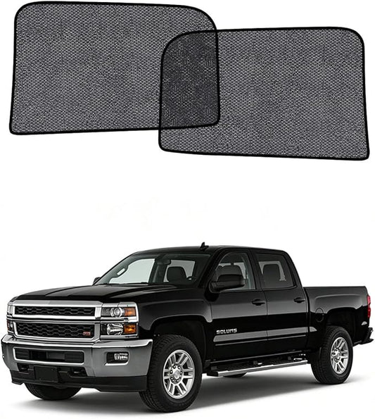 Car Window Shades for Chevy Silverado(2014-2019), 2-Pack Rear Window Sun Shades for Baby – Breathable Mesh, UV & Heat Blocker, Privacy Protection for Camping, Travel, Sleep & Nursing