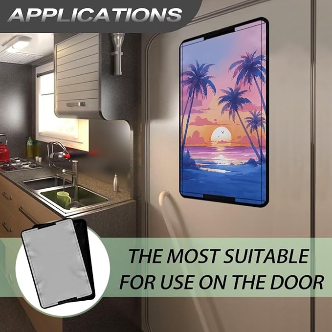 RV Door Window Shade Cover,Coconut Tree Sunset Camper Sunshade Privacy Screen Window Cover, Travel Trailer Motorhome Sun Shade Accessories