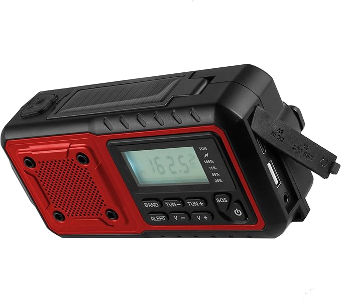 Supersonic SC-1078ERN Guardian Multi-Powered Emergency Radio, with AM/FM/NOAA Weather Alerts, Rechargeable Battery, Solar, Hand Crank, 3.5mm Headphone Jack, SOS Alarm, Flashlight & Lantern