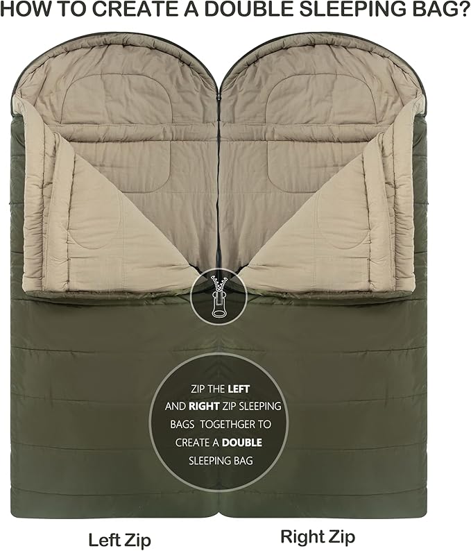 HiZYNICE Cold Weather Sleeping Bag 100% Cotton Flannel XXL for Adults Big and Tall,Free Compression Sack