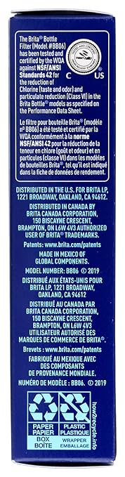 Brita Water Bottle Replacement Filters, BPA-Free, Replaces 1,800 Plastic Water Bottles a Year, Lasts Two Months or 40 Gallons, Includes 3 Filters