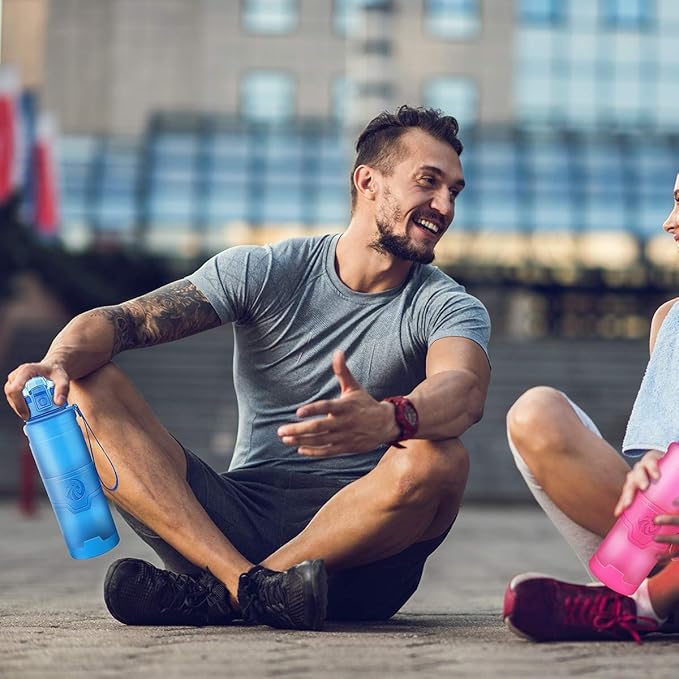 ZORRI Sports Water Bottle, 400/500/700ml/1L, BPA Free Leak Proof Tritan Lightweight Bottles for Outdoors,Camping,Cycling,Fitness,Gym,Yoga- Kids/Adults Drink Bottles with Filter, Lockable Pop Open Lid