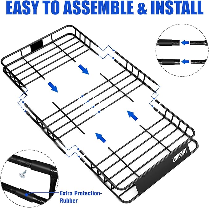 LWTURMRT 54" x 36" Roof Rack Cargo Basket, 300LBS Universal Rooftop Cargo Carrier