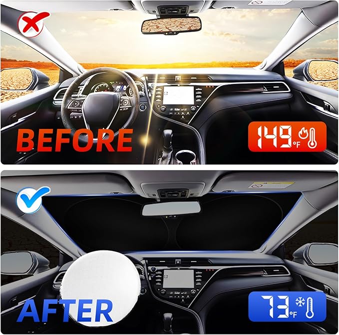 Side Window Sunshades for Volkswagen VW Atlas 2018-2025, Custom Fit for VW Atlas Front Window Sunshade, Foldable Car Sun Shield with Steering Wheel Cover, UV & Heat Protection to Keep Vehicle Cool