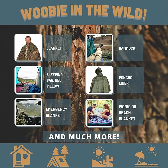 M MCGUIRE GEAR Military Woobie Poncho Liner, Nylon Ripstop Shell, Polyester Insulation, Sleeping Bag, Blanket, Made in USA (Tan 499)