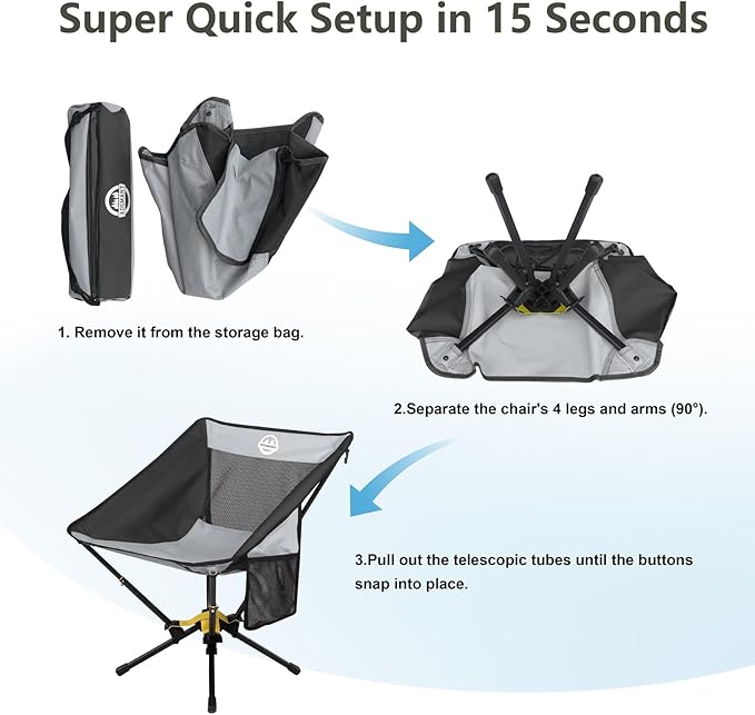 ADSMART Portable Camping Chair Lightweight Folding Chair for Camping - Outdoor Chair Supports 300 Lbs - Camp Chair Outdoor Adventures