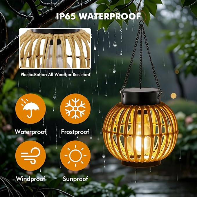 Solar Lanterns Outdoor Lights Waterproof -Hanging Hand-Woven Lanterns, Garden Decor Gifts, Outdoor Solar Table Lamp Camping Lights, Garden, Yard, Patio, Porch, Patio Balcony, Backyard Outdoor Decor
