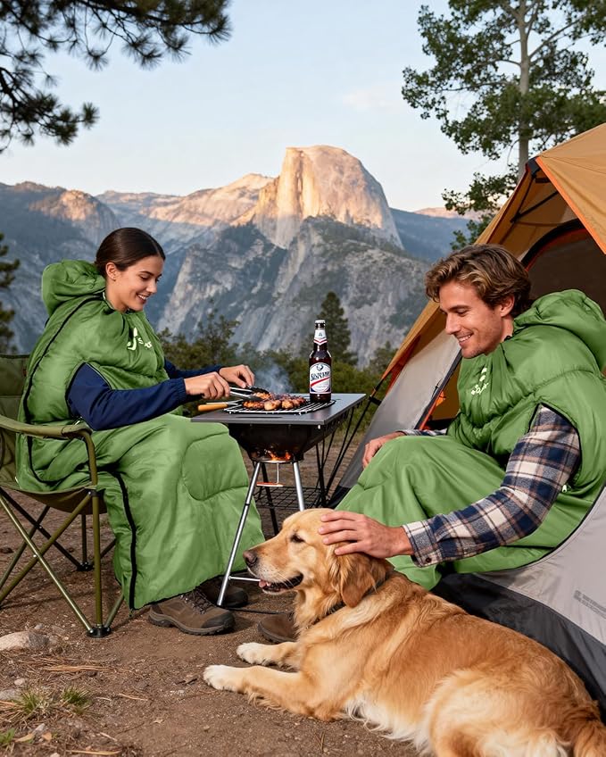 Sportneer Wearable Sleeping Bag for Adults & Kids – Walkable with Arm Zippers, Warm Weather & Cold Waterproof, Compact for Camping, Stadiums, Travel, Backpacking & Car Use