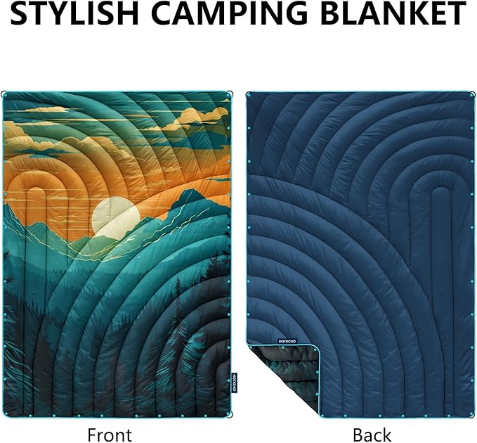 Camping Blanket,Lightweight Puffy Printed Camping Blanket Packable Outdoor Blanket for Camping,Traveling, Stadium, Hiking, Picnics