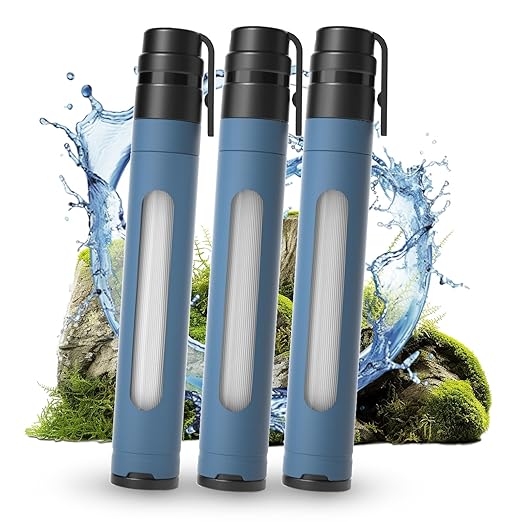 Water Filter Straw Survival Water Purifying Straws 0.001 Micron Filtration System with Transparent Window for Camping, Hiking, Travel, Backpacking Emergency Preparedness(3pc)