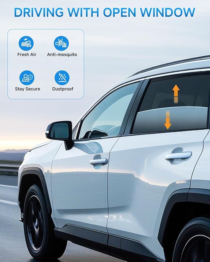 Car Window Shades for Chevy Silverado(2014-2019), 2-Pack Rear Window Sun Shades for Baby – Breathable Mesh, UV & Heat Blocker, Privacy Protection for Camping, Travel, Sleep & Nursing