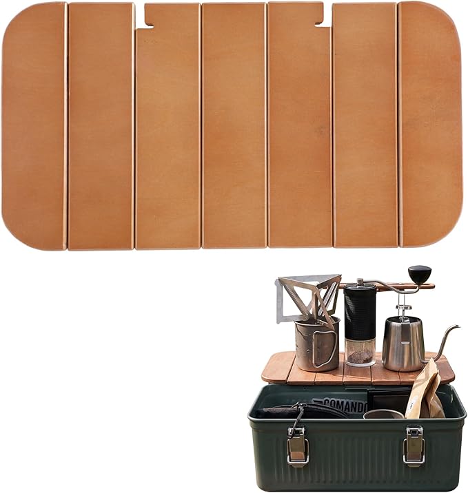 Wooden Table Compatible with Lunch Box 10qt Portable Outdoor Camping Picnicking Cafe Kit Accessories Mini Folding Meal Tables (7.3 x 13.6 x 0.4 Inch), Not Included Lunchbox