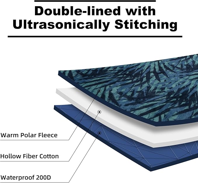 Large Outdoor Waterproof Blanket Extra Thick Fleece Stadium Blanket for Camping, Car, Pet, Picnics - Windproof, Wearable, Machine Washable 80" x 58" (Jungle)