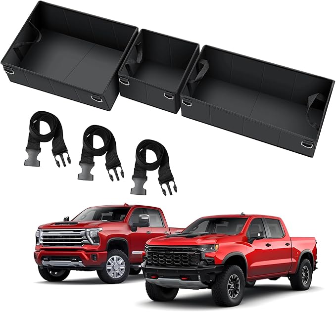 Foldable Under Seat Storage Organizer for 2019-2025 2026 Chevy Silverado/GMC Sierra 1500 & 2020-2025 2500HD/3500HD - 600D Oxford Cloth Double & Crew Cab Underseat Waterproof Tool Box Accessory