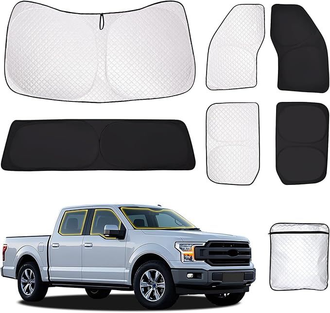 ZATOOTO Car Window Shades for Ford F-150 2021-2024 - Custom Fit Front and Rear Side Window Sun Shade 100% UV Protection & Heat Blocking, Privacy Cover for Camping, Napping, Parking, Ford F-150