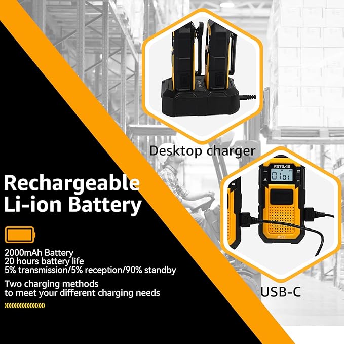 Retevis RB48 Heavy Duty Walkie Talkies, Waterproof Two Way Radio, Advanced Triple Proof & Floating, 2000 mAh, Emergency, 2 Way Radio Long Range for Job Site (4 Pack) Yellow