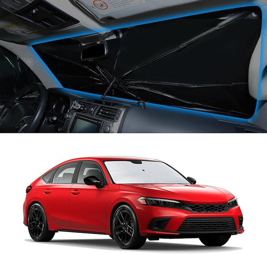 Windshield Sun Shade Umbrella Accessories Compatible with 2022 2023 2024 2025 2026 Civic for Honda Foldable Sunshade Sun Visor Blocks UV