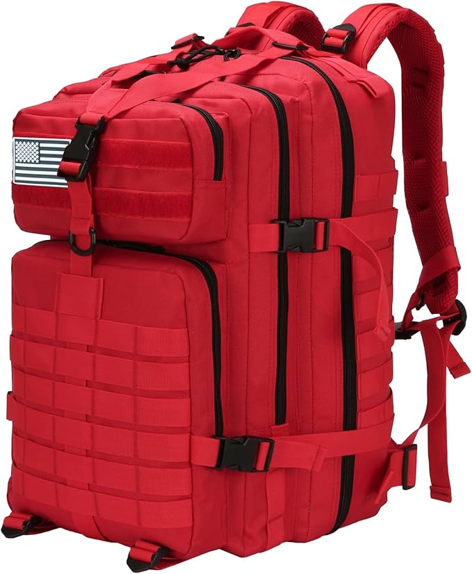 45L Military Tactical Backpack for Men & Women Bug Out Bag Assault pack Molle Daypack Hiking Trekking Rucksack(45L red)